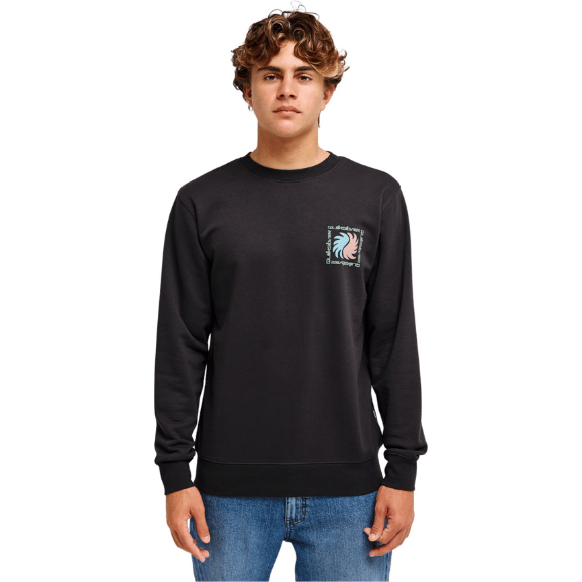 2026 Quiksilver Mens Vibes Crew Sweatshirt EQYFT05235 - Tarmac